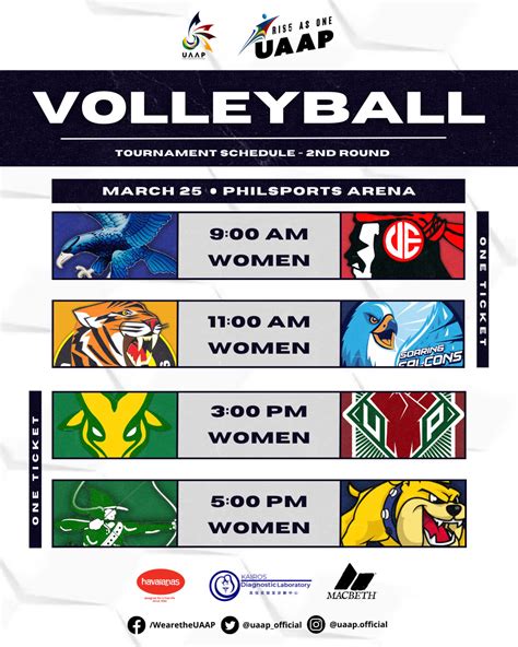 uaap volleyball round 2 schedule